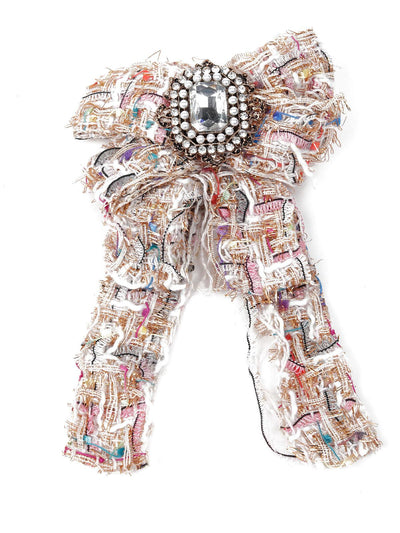 Multicoloured teased bow brooch embellished with a stud - Odette