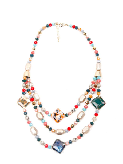 Multilayered And Multicoloured Bohemian Necklace - Odette
