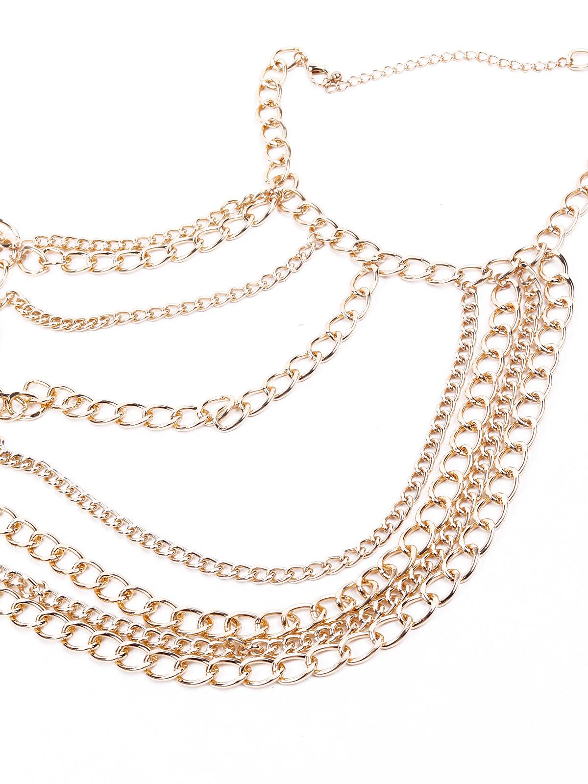 Multilayered gold tone necklace - Odette
