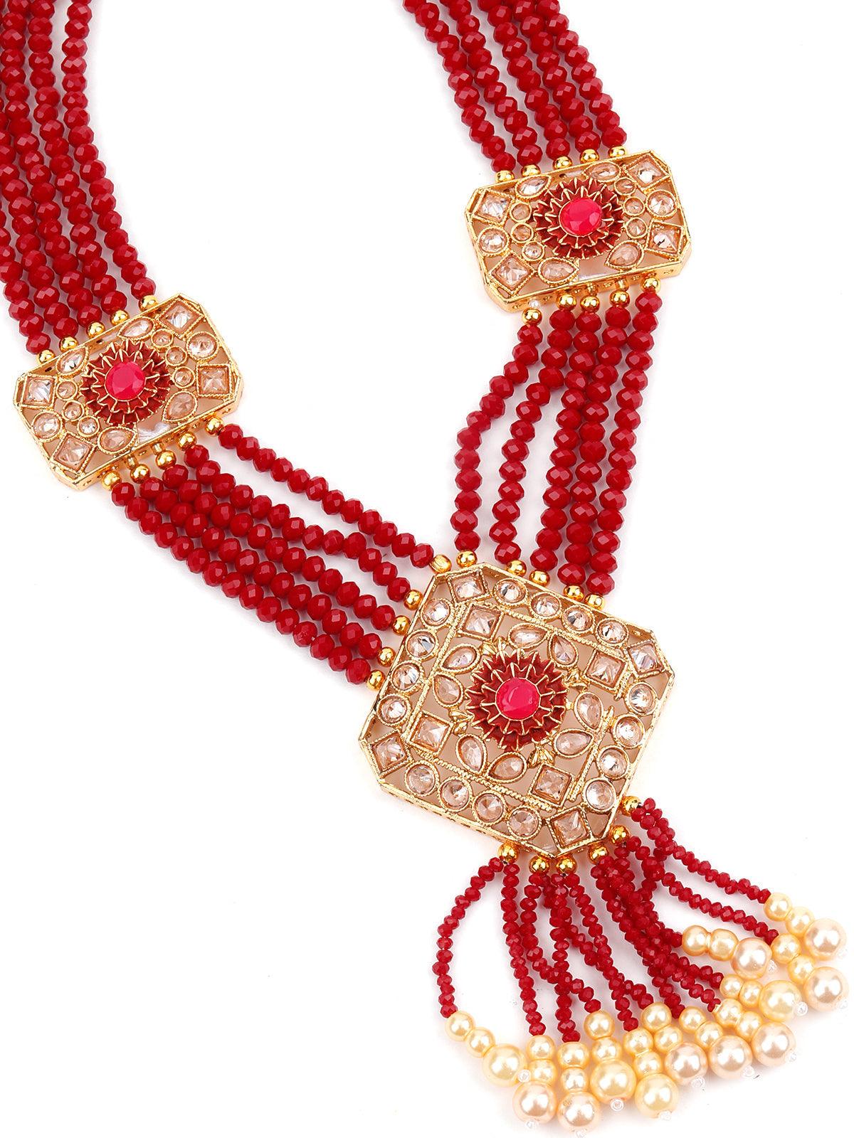 Multistring Red Mani Necklace Set - Odette