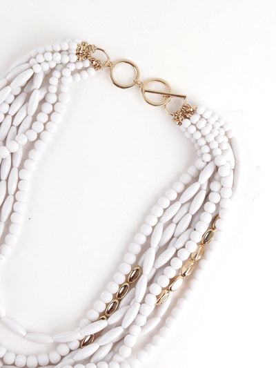 Multistring White Beaded Angelic NecklacE - Odette
