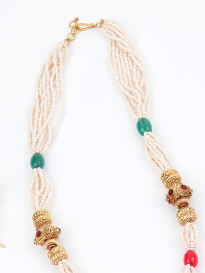 Mystic Gold Tone Pearl-Mani Necklace Set - Odette