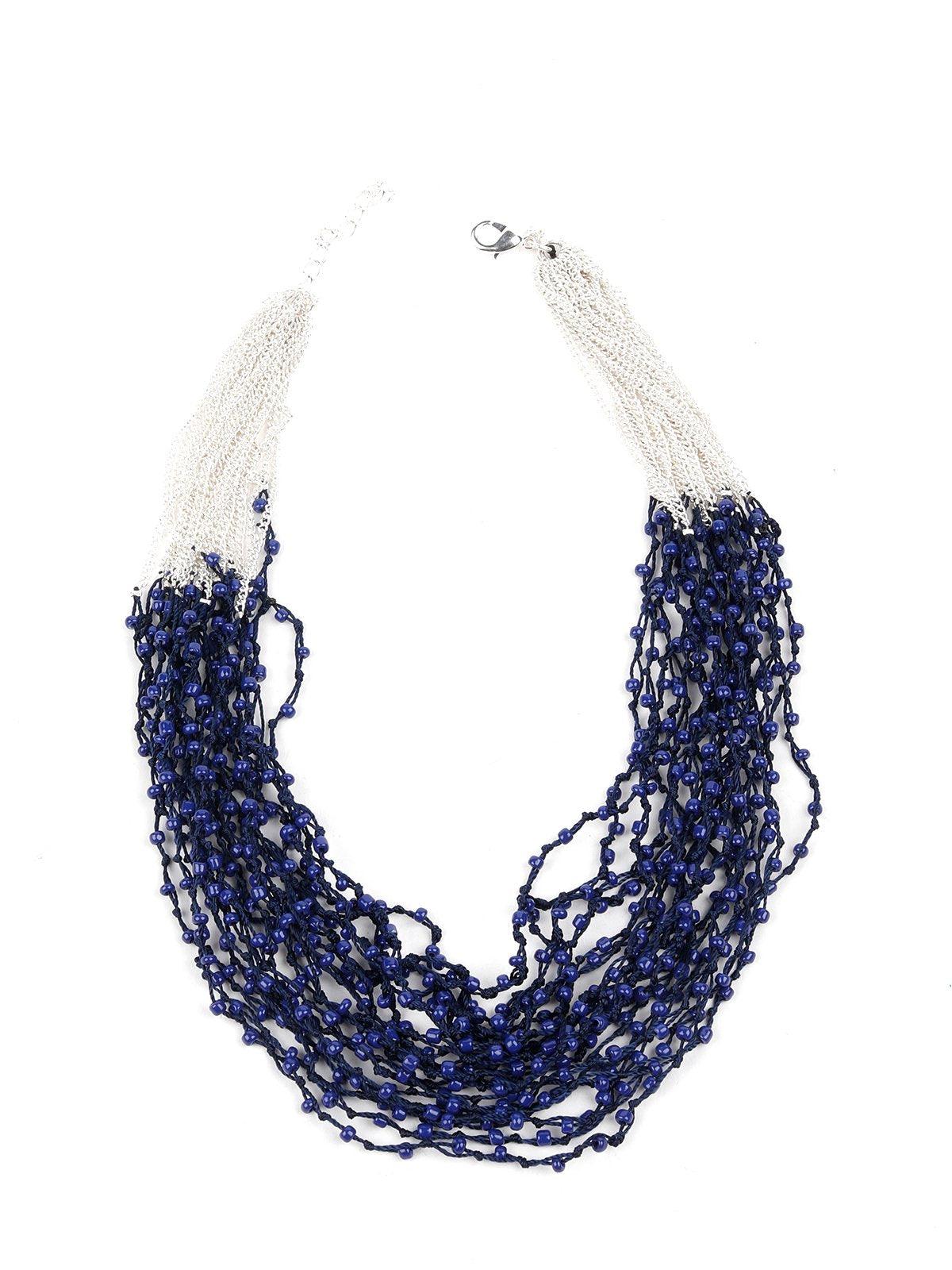 Layla Wood Beaded Necklace- Navy – The Silver Strawberry