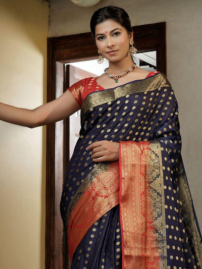 Nevy Blue Color Traditional Wear Silk Saree - Odette