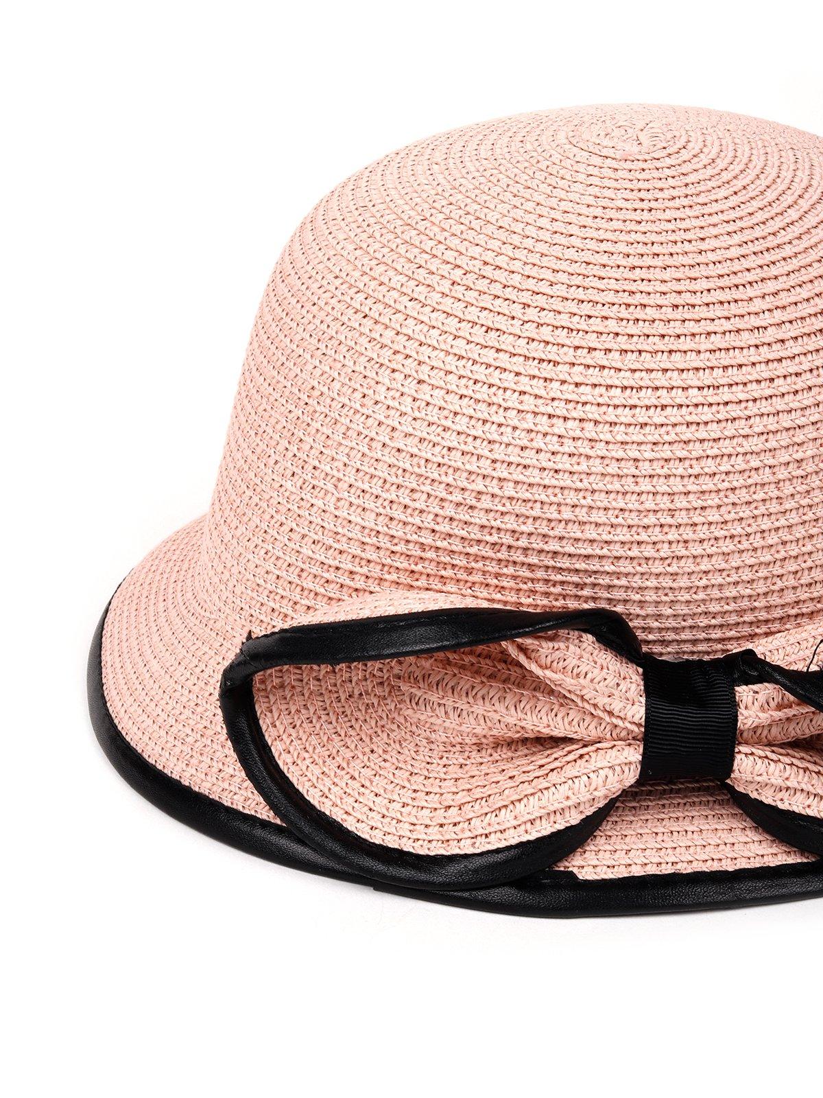 Nude Black Edged Hat With Bow Tie - Odette