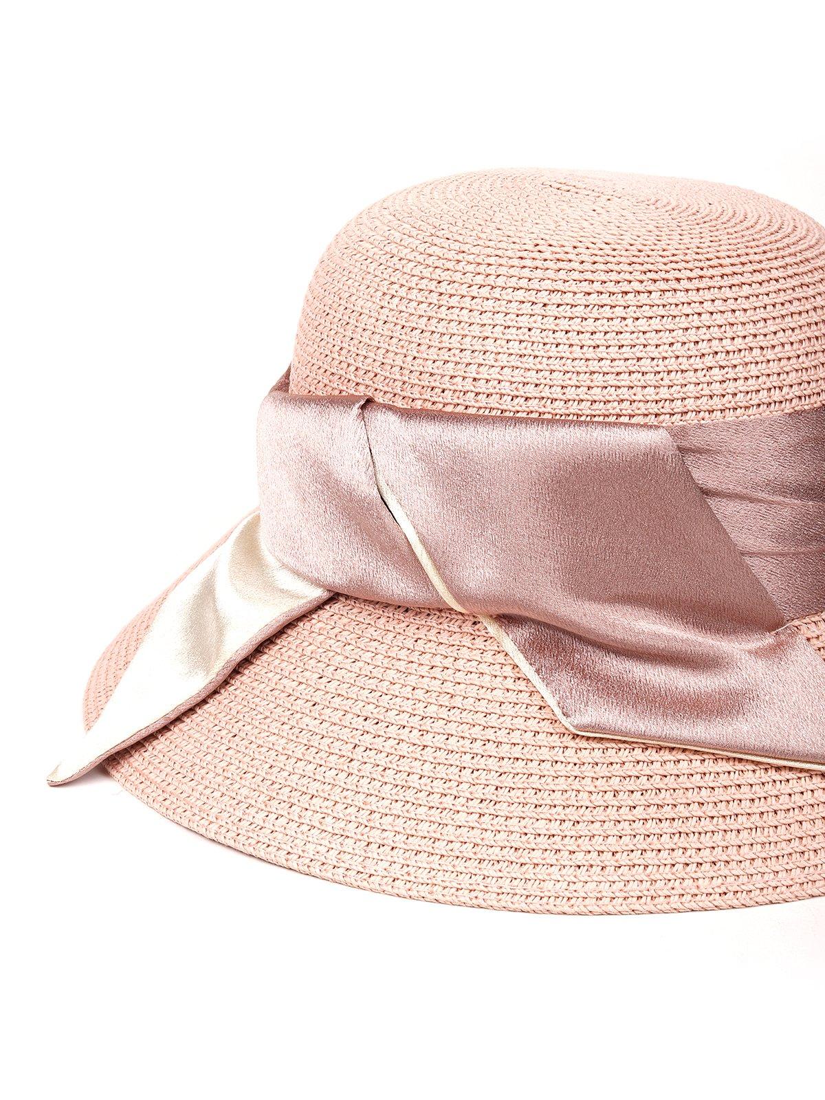 Nude Crocheted Hat With Champagne Silk Chiffon Scarf Tie - Odette
