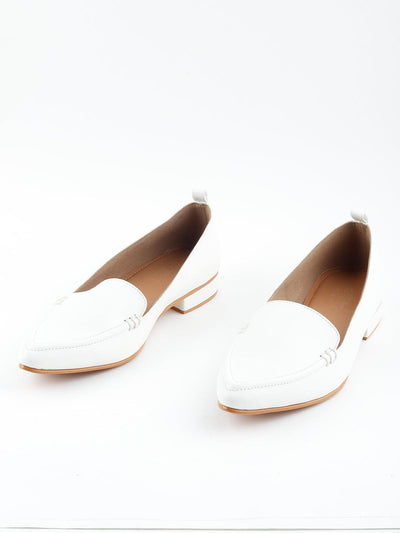 Odette Classy White Loafers - Odette