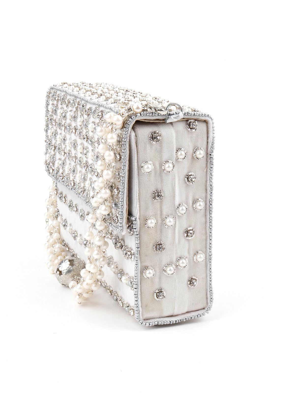 Off-White Embellished Box Clutch! - Odette