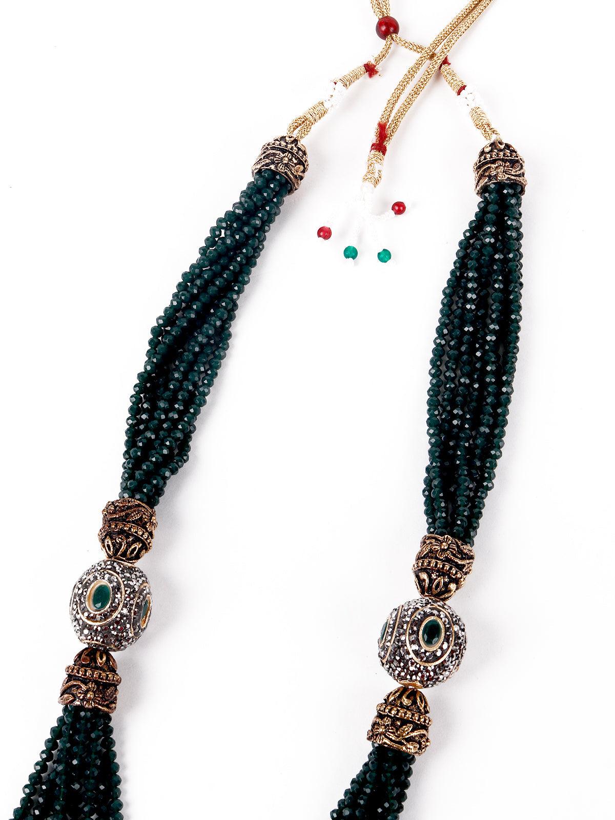 Olive green layered necklace set for women - Odette