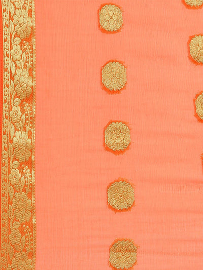 Orange Casual Chiffon Solid Saree With Unstitched Blouse - Odette