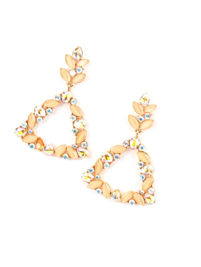 Oval Shape Glittery Yellow Glittery Dangle Earrings - Odette