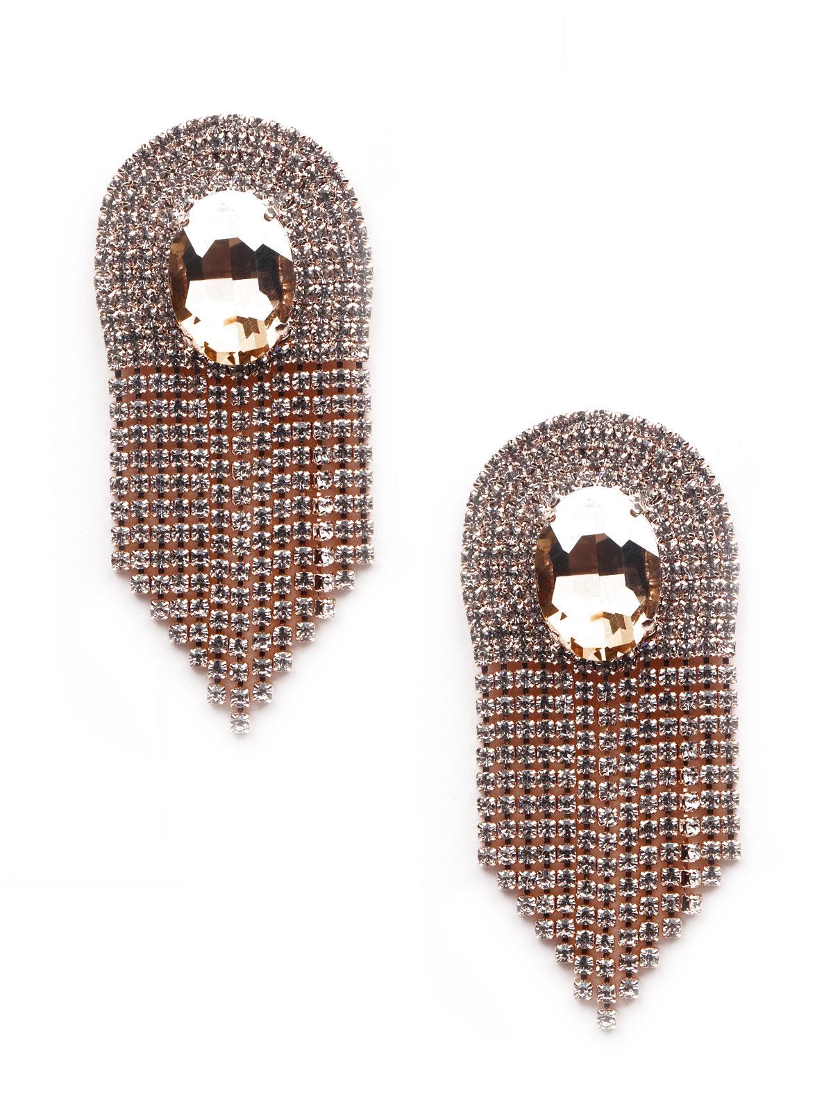 Overloaded Crystal-Studded Tassel Earrings - Odette