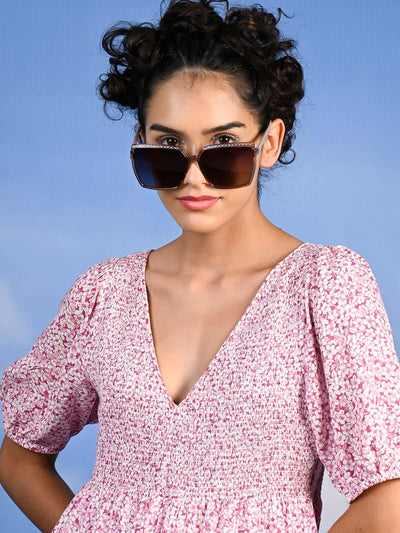 Oversized dark purple-tinted sunglasses for women - Odette