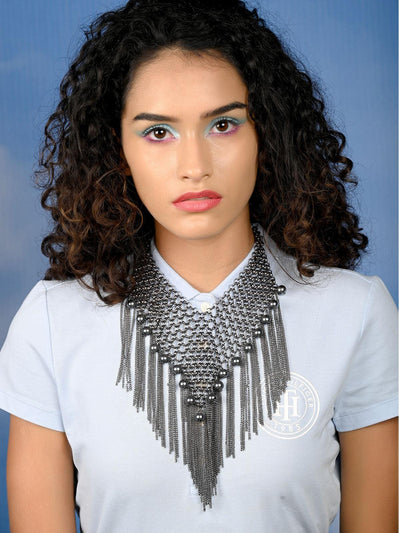 Oxidised silver bohemian necklace for women - Odette