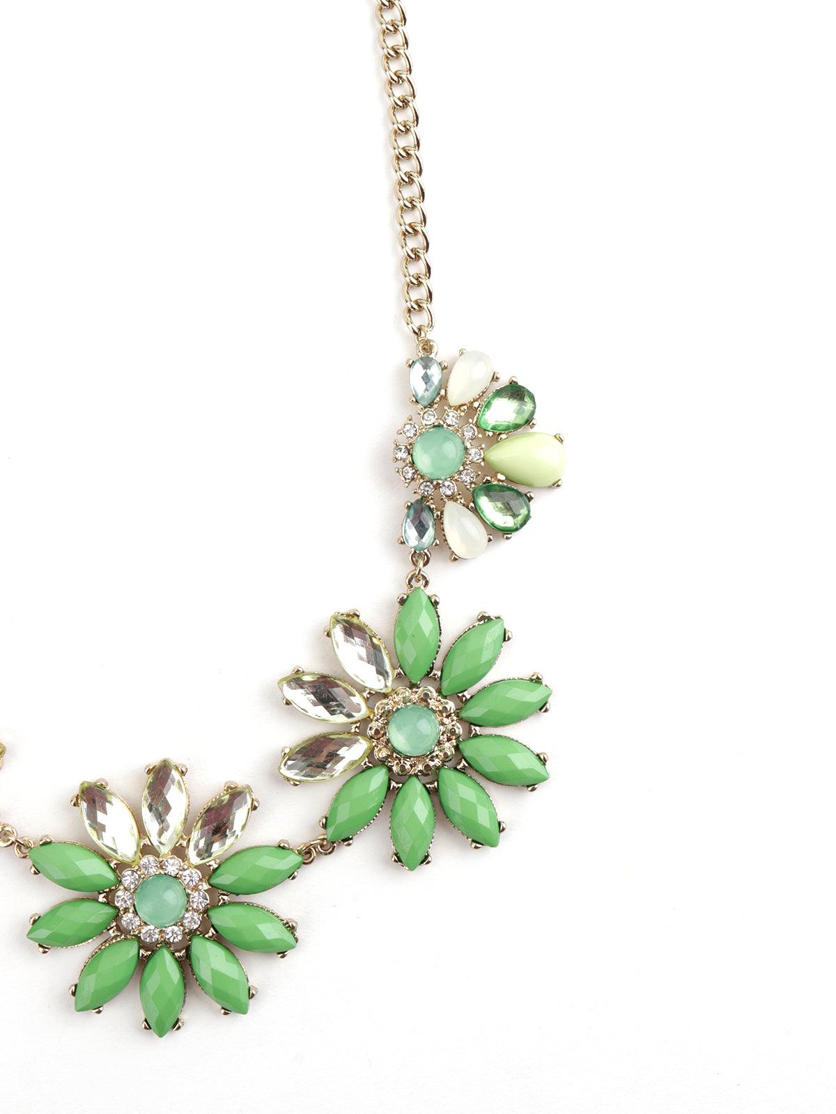 Parakeet Green Floral Necklace - Odette