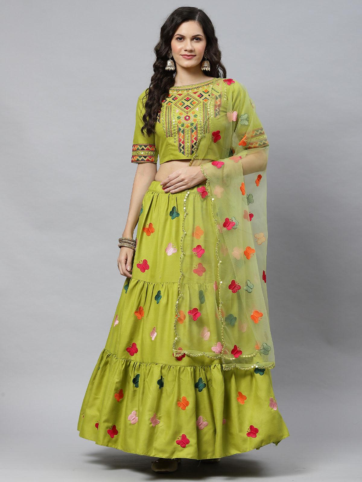 Buy 42/M-2 Size Anarkali Gown Cotton Lehenga Choli Online for Women in USA