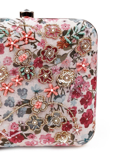 Pastel Coloured Floral Sequenced Box Sling Bag - Odette