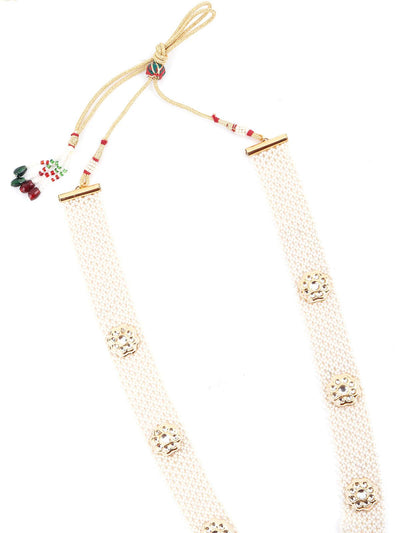 Pastel Pink Trendy Kundan Necklace Set - Odette