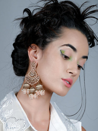 Peach beautiful chandelier earrings for women - Odette