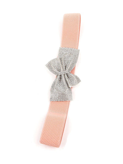 Peach Belt With Silver Stone Bow - Odette