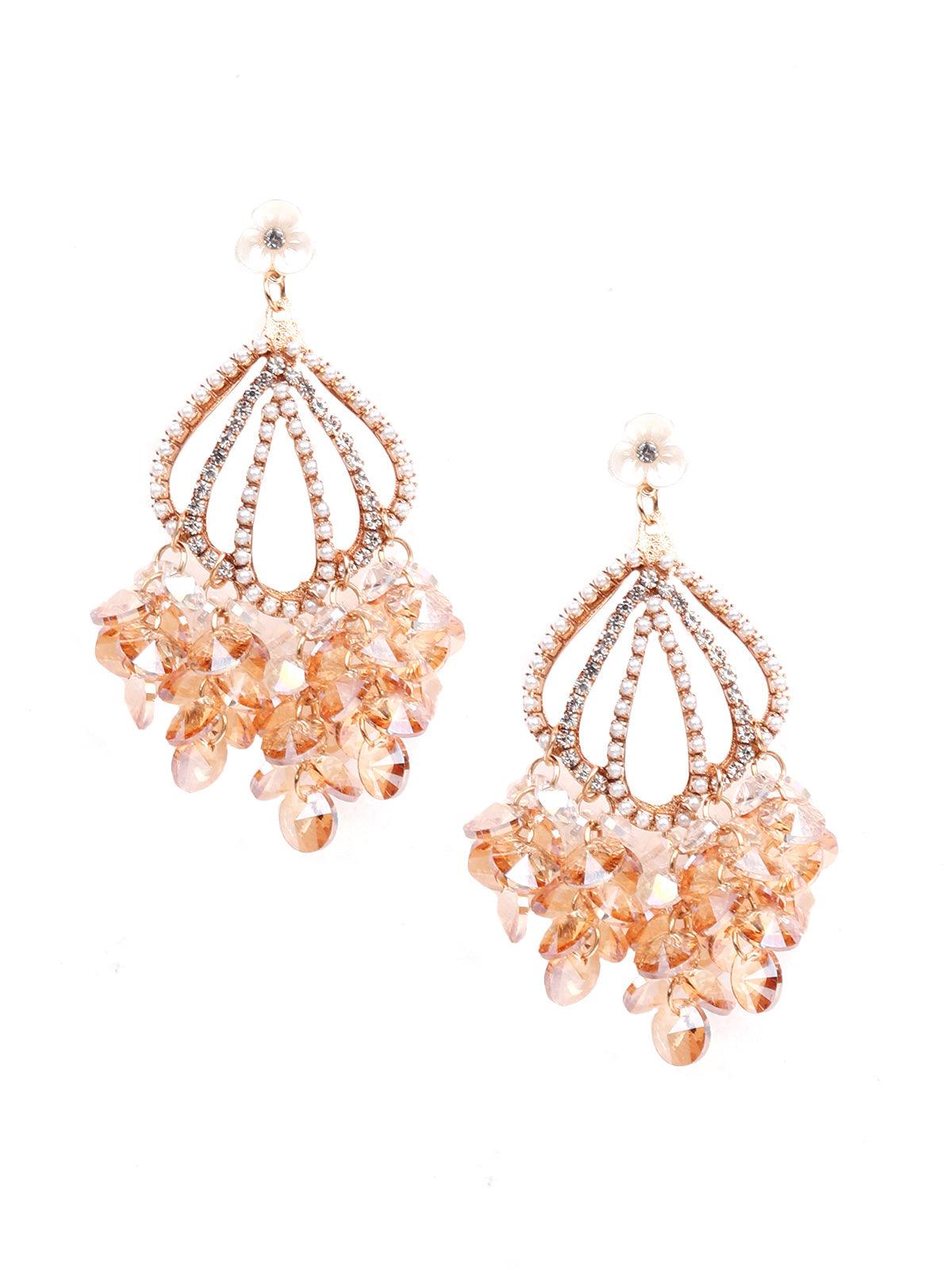 Peach elegant drop earrings for women - Odette