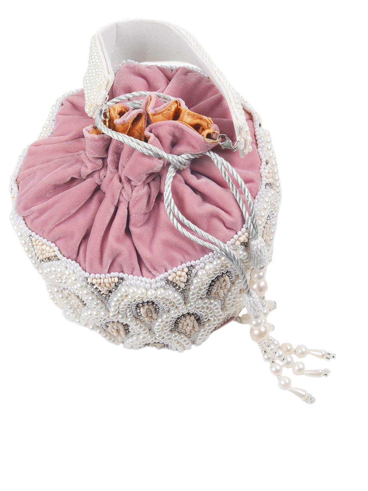 Peach Embellished Potli Bag - Odette