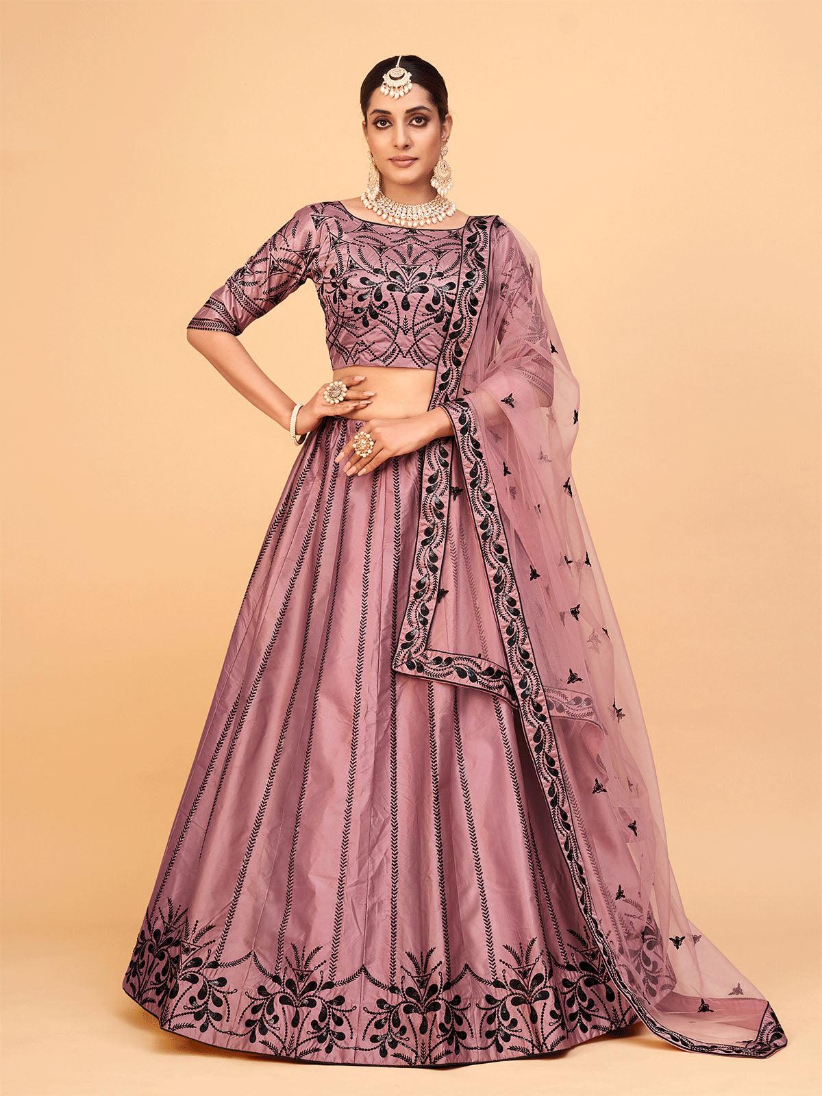 Pink Color Zari Weaving Work Zari Chex Festival Dress - Clot