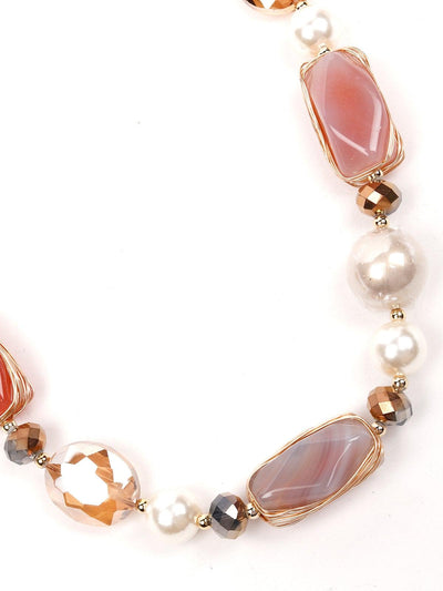 Peach Hue Boho Textured Necklace - Odette
