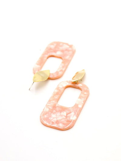 Peach Stone Sober Dangle Earrings - Odette