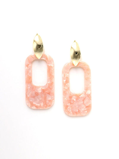 Peach Stone Sober Dangle Earrings - Odette