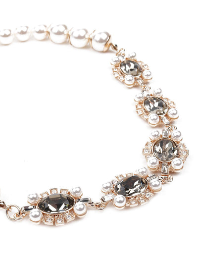 Pearl necklace embellished with crystals - Odette