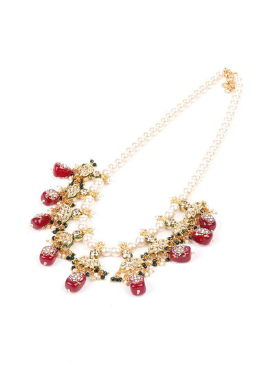 Pearl Necklace With Kundan Work Finish - Odette