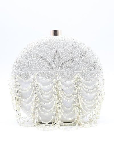 Pearl Off White Rounded Clutch - Odette