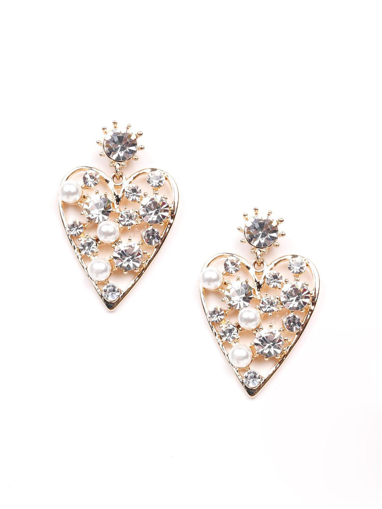 Sterling Silver Diamond Simulant & Cubic Zirconia Heart Stud Earring P -  Lovisa