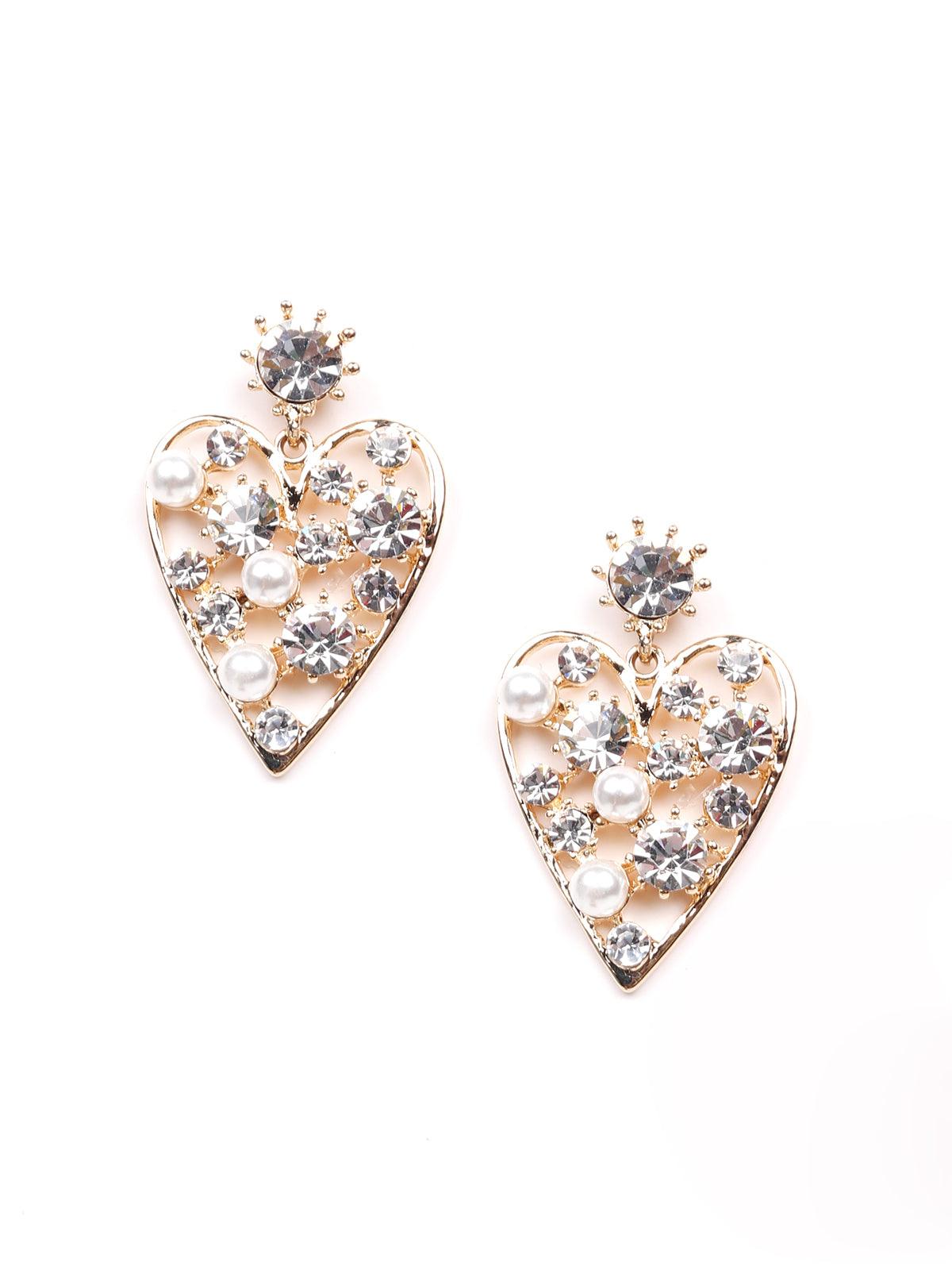 Pearl studded heart-shaped earrings - Odette