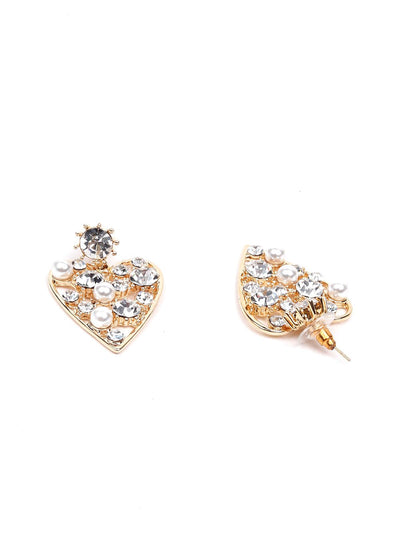 Pearl studded heart-shaped earrings - Odette