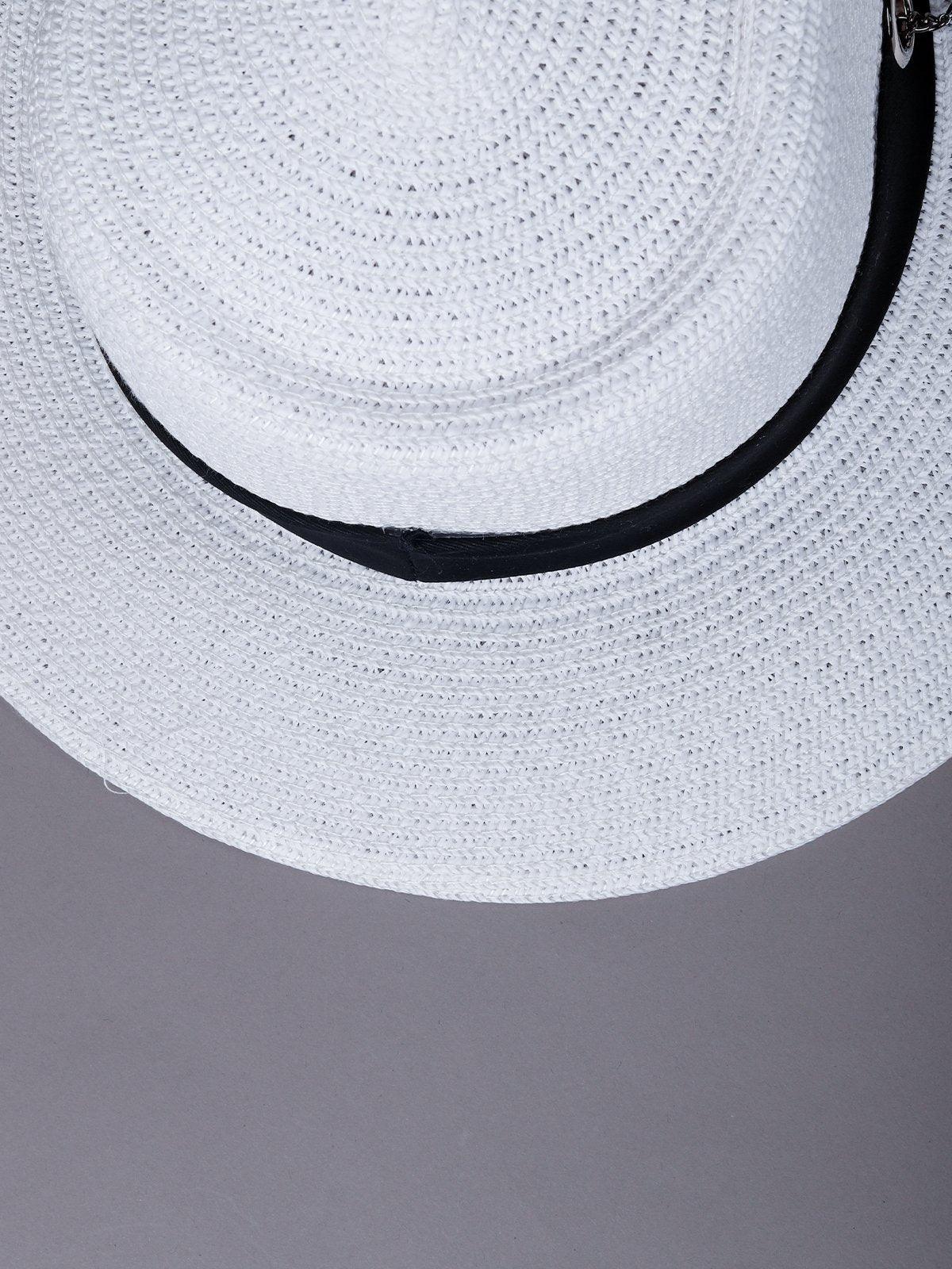 Pearly Handle White Straw Boater Hat - Odette