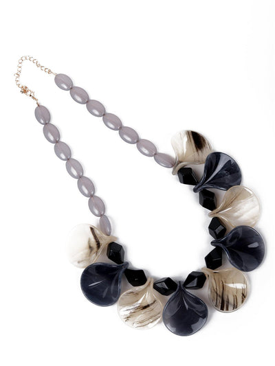 Petal designer grey and cream hue necklace - Odette