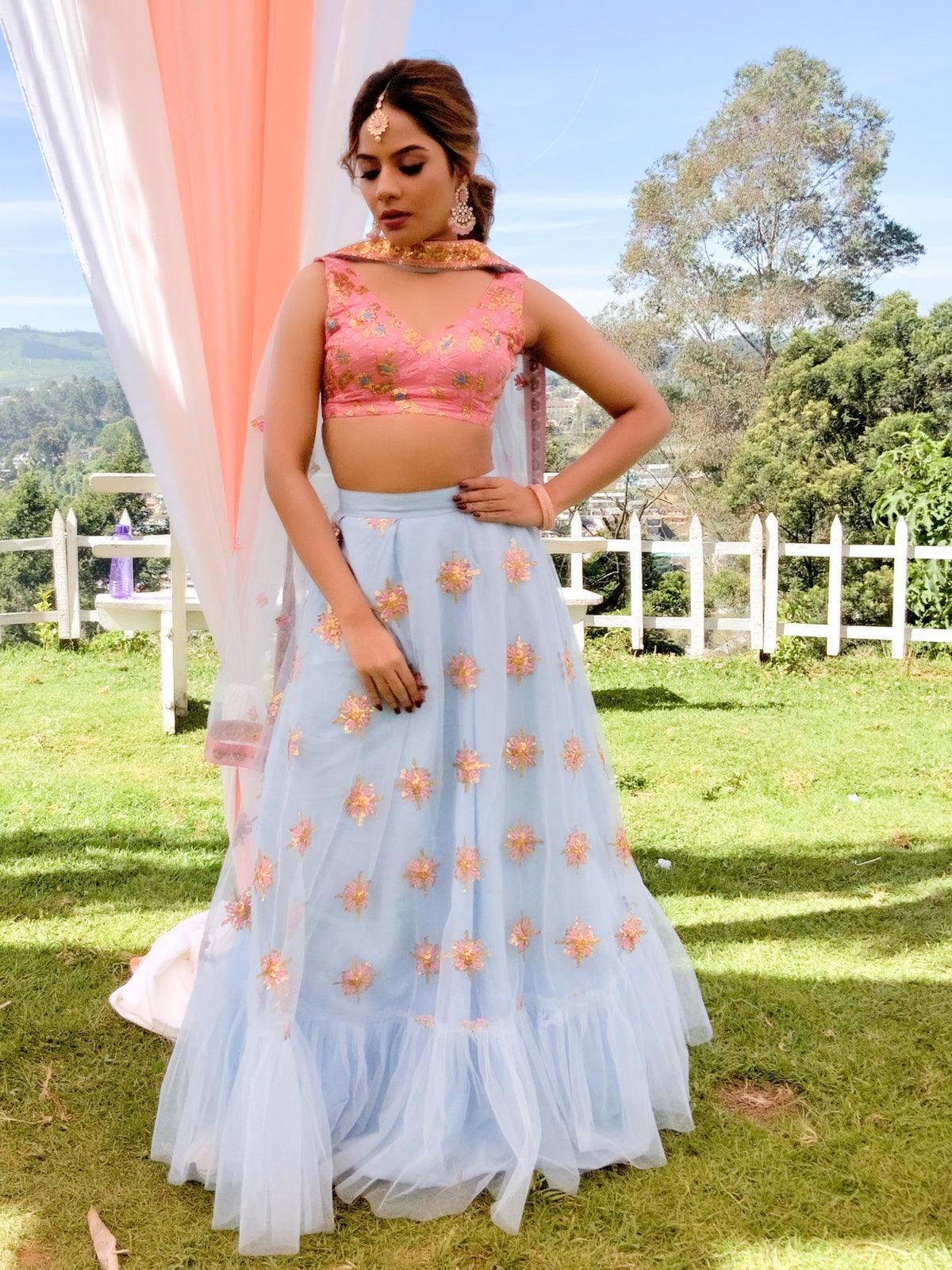 Zipker Crop Top Lehenga Top Lehenga Zipker Long Skirt With Crop