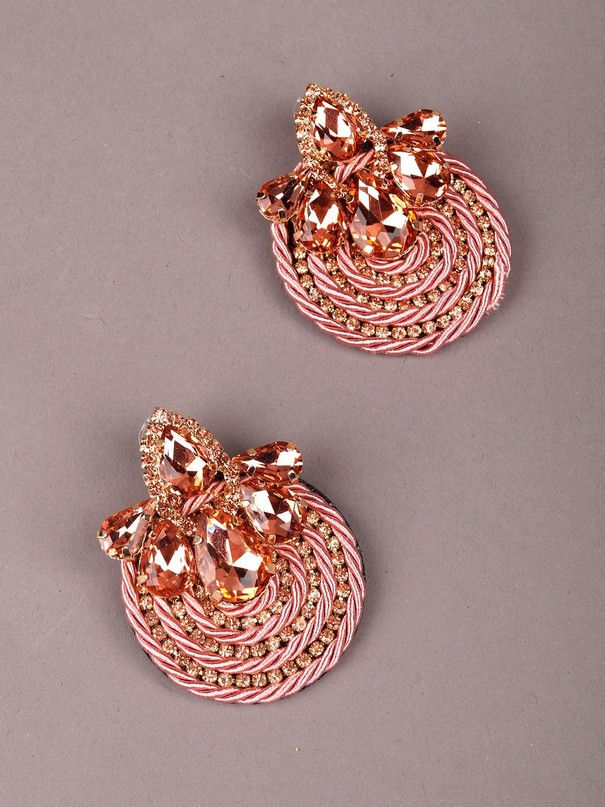 Pink and Gold-Tone Stud Earrings - Odette