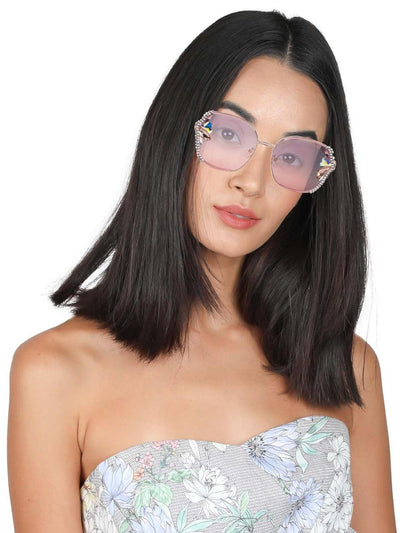 Pink and purple shaded embellished sunglasses - Odette