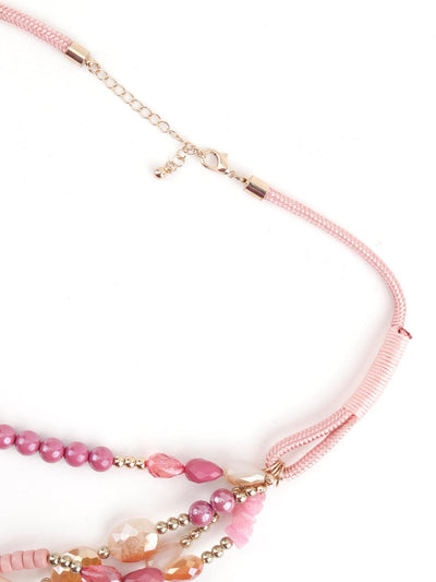 Pink Beaded Layered Necklace - Odette