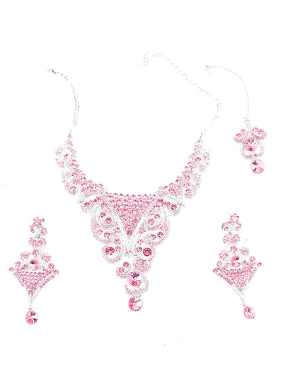 Pink Crystal Necklace Set - Odette
