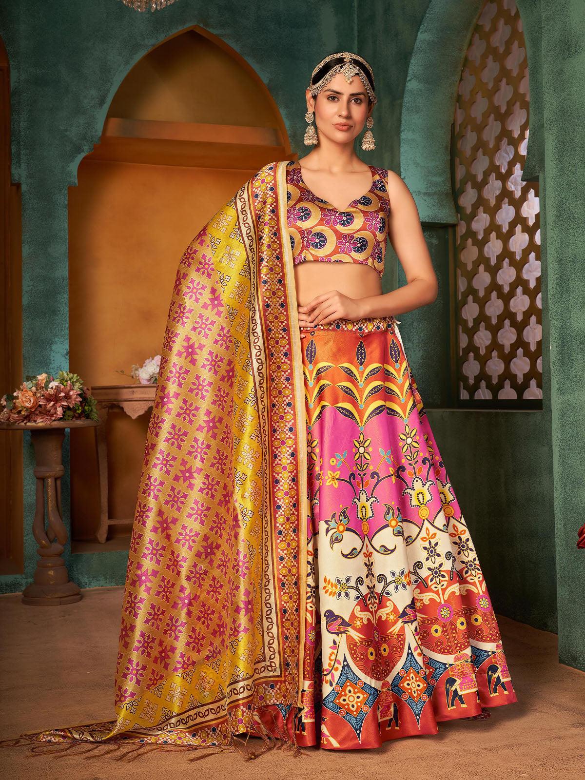 Navratri Special Radiant Pink Color Cotton Fabric Digital Printed Lehe |  Navratri chaniya choli, Chaniya choli, Lehenga choli