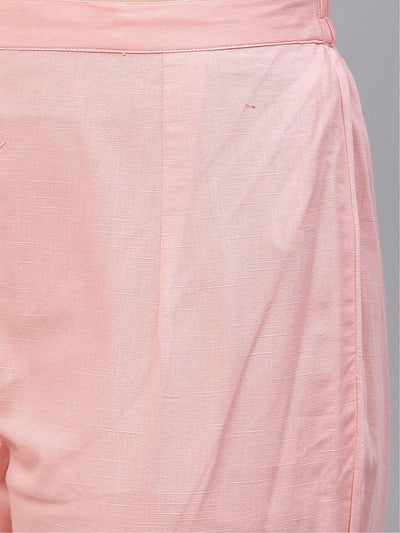 Pink Embroiderd Kurta With Palazzo And Duppatta Set - Odette