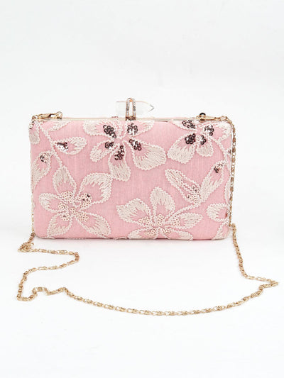 Pink Embroidered Boxy Cutch! - Odette