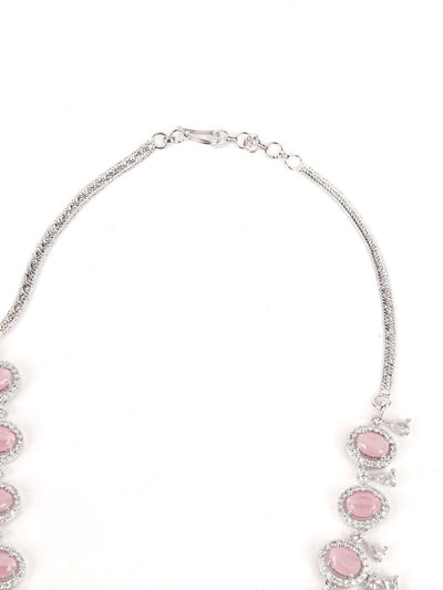 Pink Faux Diamond Princess Necklace Set - Odette