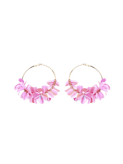 Pink floral rounded earrings - Odette