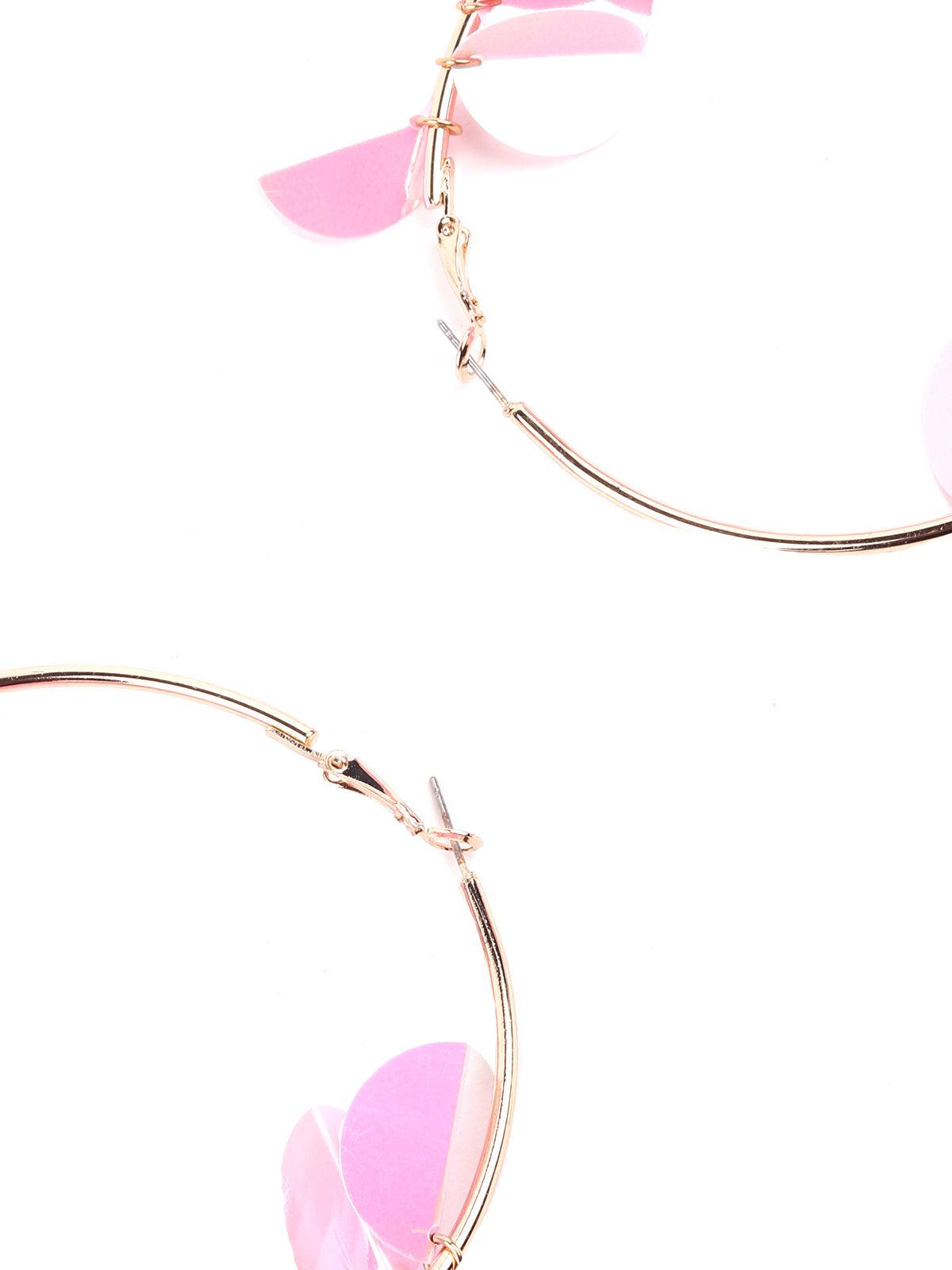 Pink floral rounded earrings - Odette