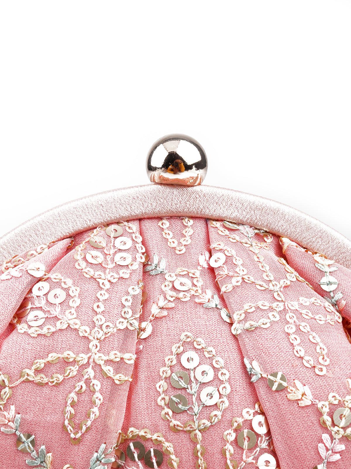 Pink floral sophisticated clutch for women - Odette